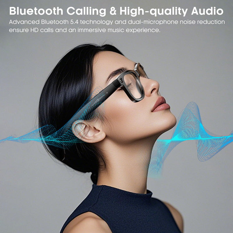 Yowow BIT AI Smart Camera Glasses with 4K Ultra-Wide Anti-Shake Camera, HD 1080P Videos, Vlog Recording, AI Translation, AI Voice Assistant, Open Ears, Wi-Fi Transmission, Music Control