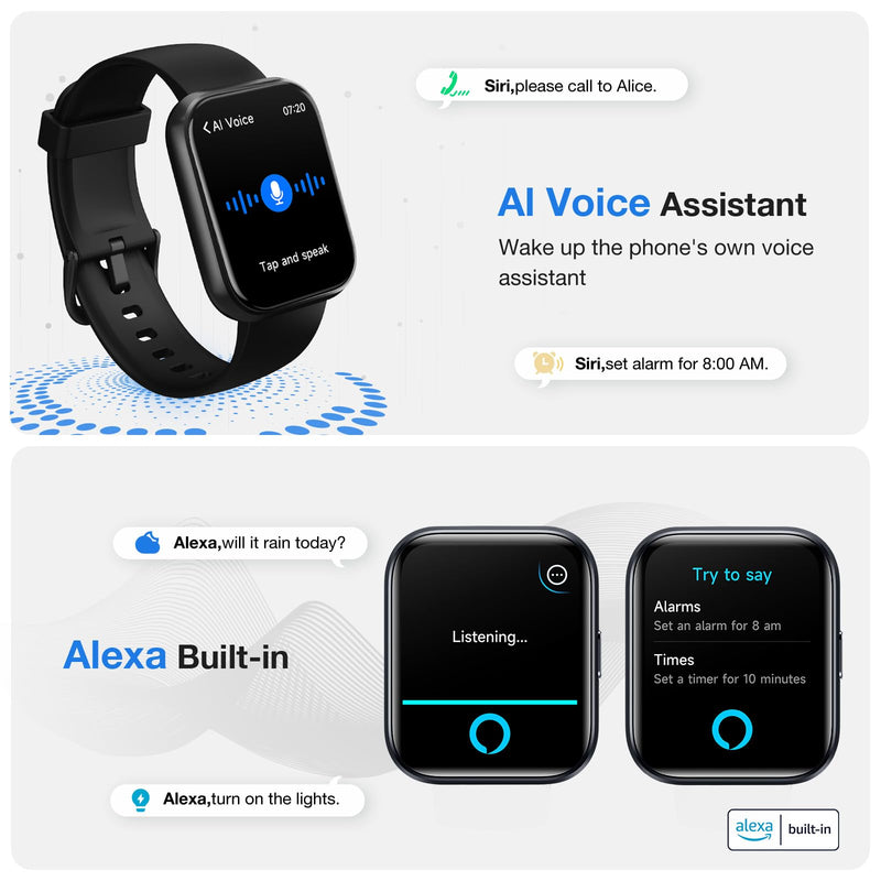ENOMIR Smart Watches for Men with Call & Alexa, 100+ Modes Fitness Watch | Heart Rate/Sleep/SpO2/Stress Monitor, Mens Smartwatch for Android/iOS/Samsung, 3ATM Waterproof Fitness Tracker, 8 Day Battery Black
