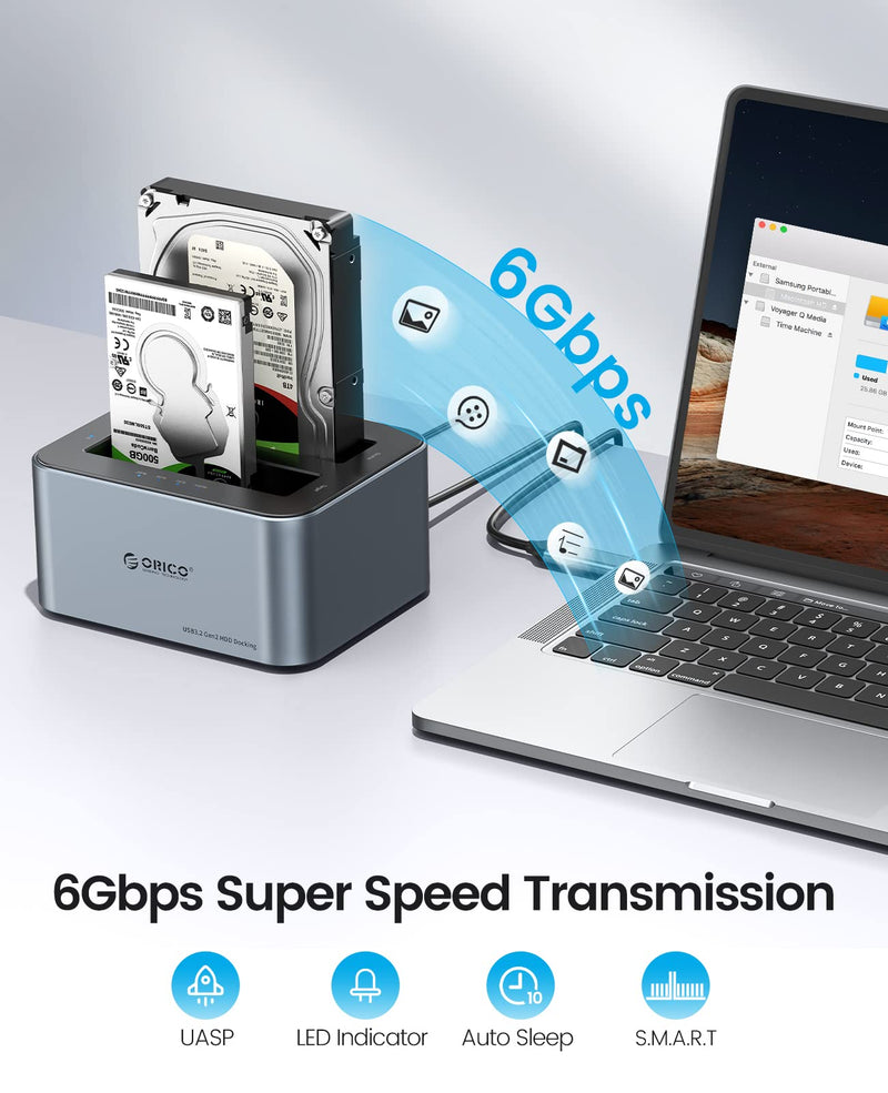 2.5" USB C SATA Hard Dive Enclosure+ 3.5" 2.5" Aluminum Alloy Dual Bay USB C to SATA Hard Drive Dock