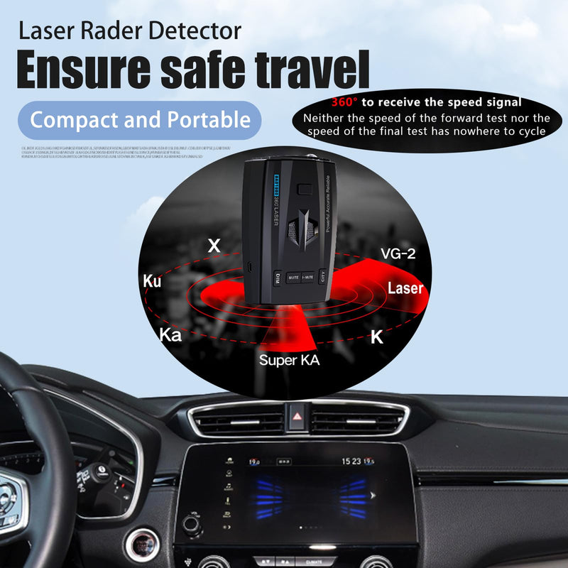 RAD1000 Laser/Radar Detector for Cars with Suction Cup Mount - X/K/Ka/KU/ST/CT Band & Laser Detection, Long Range Detection, VG-2 Immune, Mute Memory, Led Display, Multi-Mode, Great Gifts