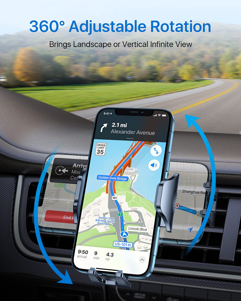 andobil 2026 Upgraded Car Phone Holder Mount for Vent, Military Sturdy Metal Clip Air Vent Phone Holder for Your Car Easy Used Cell Phone Car Mount for iPhone 17 Pro Max 15 14 13 Samsung S26 S25 Black