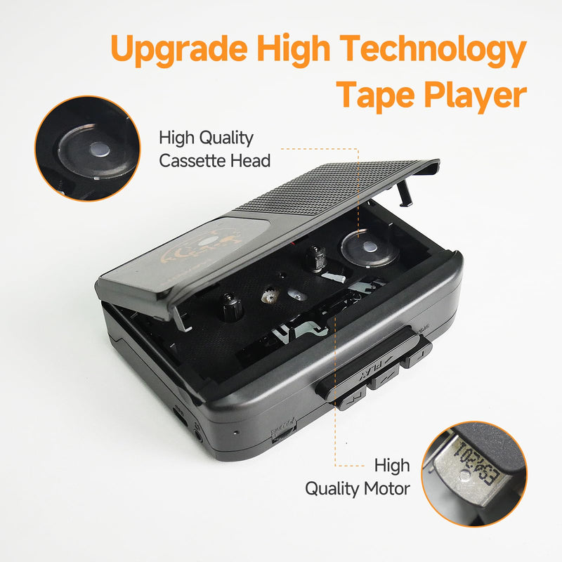 Portable Walkman Cassette Player Converter, Cassette to Digital Converter via USB, Compatible with PC/Laptops, Built-in Speaker&Headphone, Full Stereo Sound,Convert Walkman Tape to MP3/iPod Format