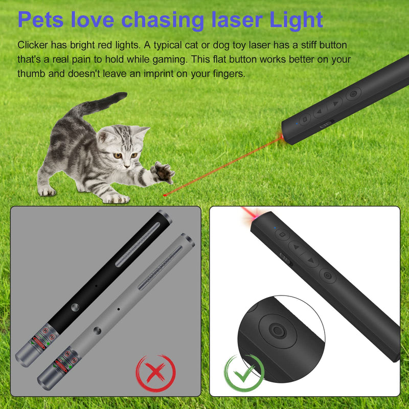 Presentation Clicker for PowerPoint Presentations, RF 2.4GHz Wireless Presenter Remote PowerPoint Clicker with Laser Pointer for Pets, Mac/Windows/Slide Advancer/Classroom/Office/PPT/Computer Clickers