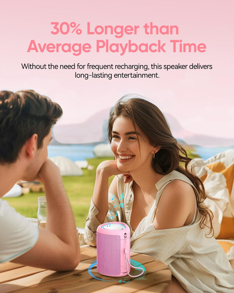 Portable Bluetooth Speaker with Lights,Powerful Crystal Clear Sound,IPX5 Waterproof,All Day Playtime,AUX&TF-Card Input,Bluetooth 5.3,TWS Paring,Small Wireless Speaker for Outdoor,Gift Ideas Pink