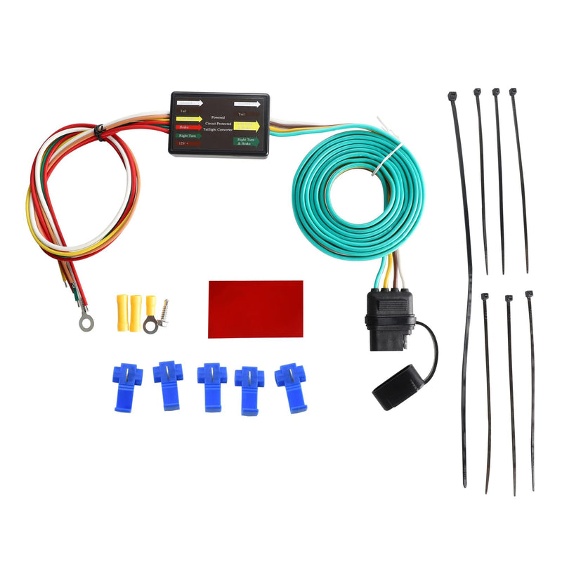 Oyviny LED Compatible Powered 3-to-2-Wire Splice-in Trailer Tail Light Converter with 4 Wire Flat Extension, 6-Wire System to 4-Wire System Trailer Light Converter Pure Copper Wire