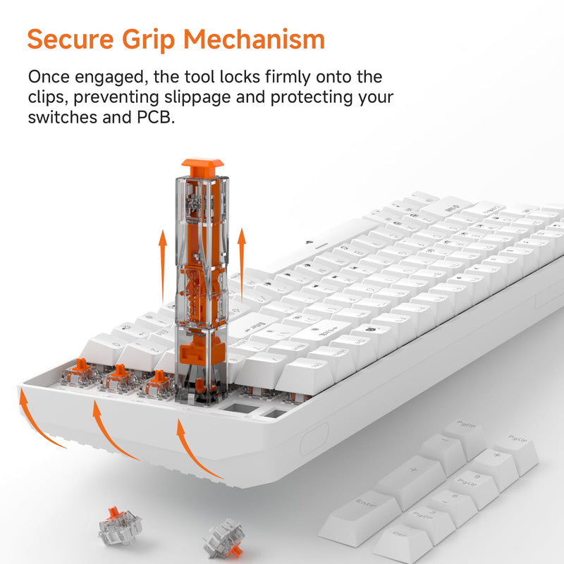 KEMOVE P10SE SwitchPuller for Hot-Swappable Mechanical Gaming Keyboard Black Translucent & Vivid Orange Center