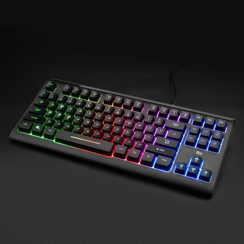 Rii Primer RGB Compact Gaming Office Keyboard RK104,Backlight Keyboard,Small 87 Keys No Number Pad Keyboard for Windows PC Laptop Desktop