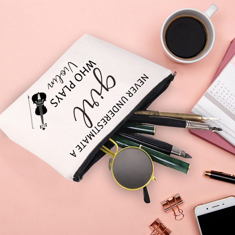 Violin Makeup Bag Violinist Gifts Violin Player Gift Music Teacher Gift Musician Cosmetic Bag A Girl Who Plays Violin (WHO PLAYS Violin)
