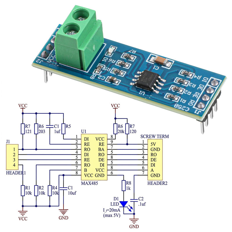 10PCS RS-485 Communication Transceiver MAX485 RS485 Transceiver Module | 5V Development Accessories, Board TTL UART Serial to RS-485 Instrument Interface Module, for Industrial-Control