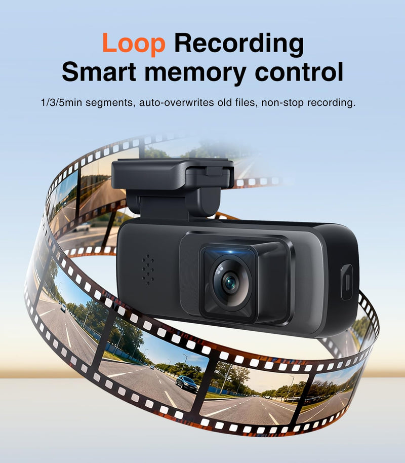 AINAVI Front Dashcam for Cars with 32G Card, Mini 2K Dash Camera, Dash Cam Built-in WiFi Wireless with APP Control, Hidden-Style Single Car Camera/WDR/Night Vision/G-Sensor/24H ParkingMode