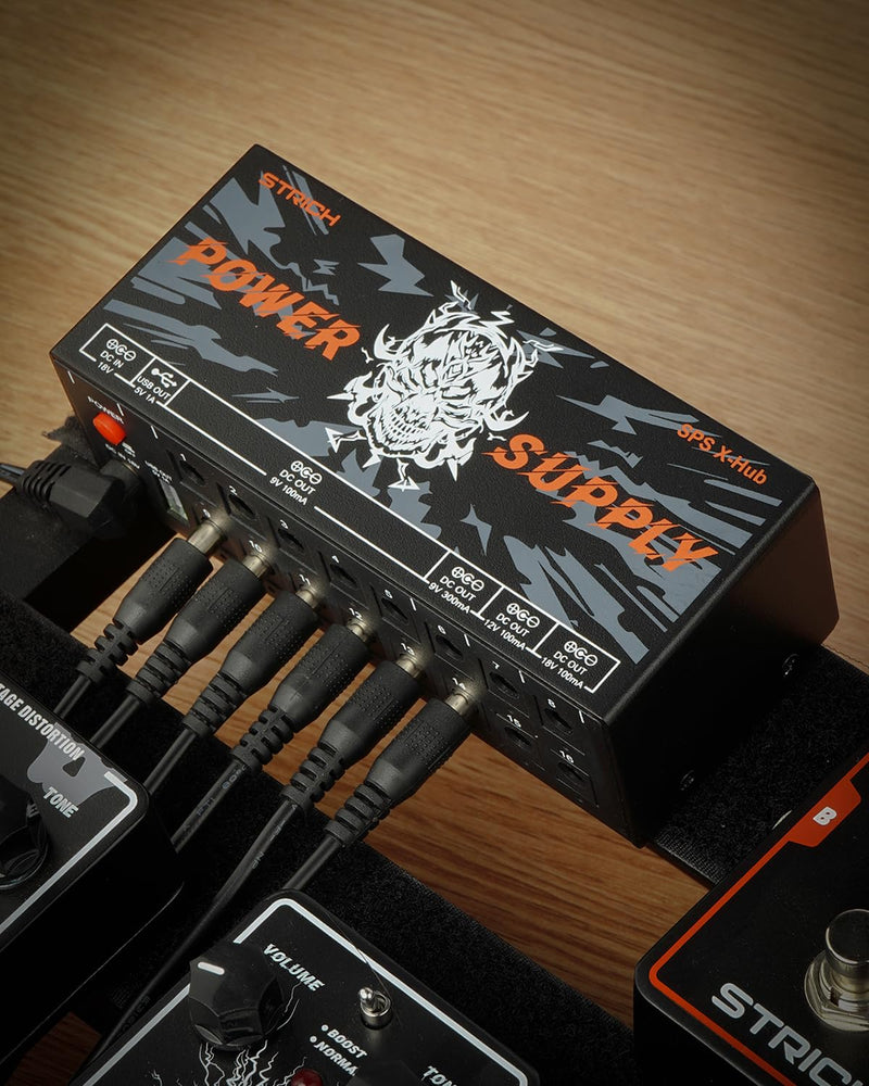 [AUSTRALIA] - STRICH SPS X-Hub Guitar Pedal Power Supply for 9V/12V/18V, 100mA - 300mA Effects Pedals, 16 Independent Outputs, Short-circuit protection and noiseless, 5V 1A USB Port Supports Mobile Devices, Tablets 