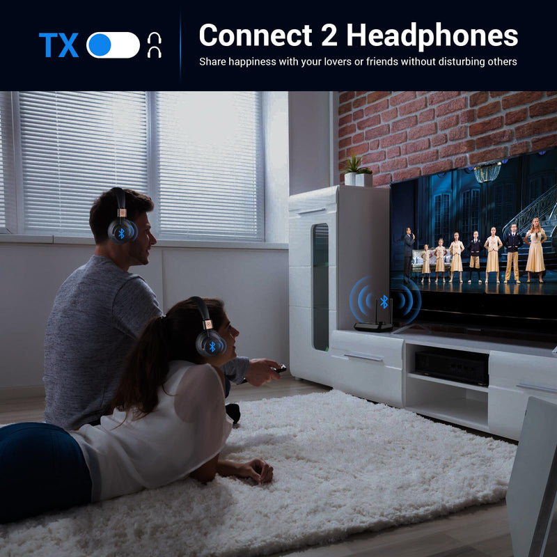 [AUSTRALIA] - Bluetooth 5.3 Transmitter for TV Audio w. Screen Display Dual Antenna Low Latency Bluetooth Adapter Support Up to 2 BT Headphones Long Range Bluetooth Extender 3.5mm AUX/RCA/Opt Input/Output Black 