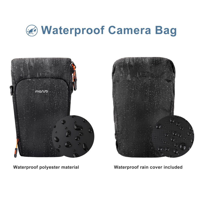 MOSISO Camera Bag, Crossbody Shoulder Bag Padded Camera Case with Lens Kit | Top Access DSLR SLR Photography Bags with Rain Cover & Adjustable Should Strap, Compatible with Canon/Nikon/Sony, Black