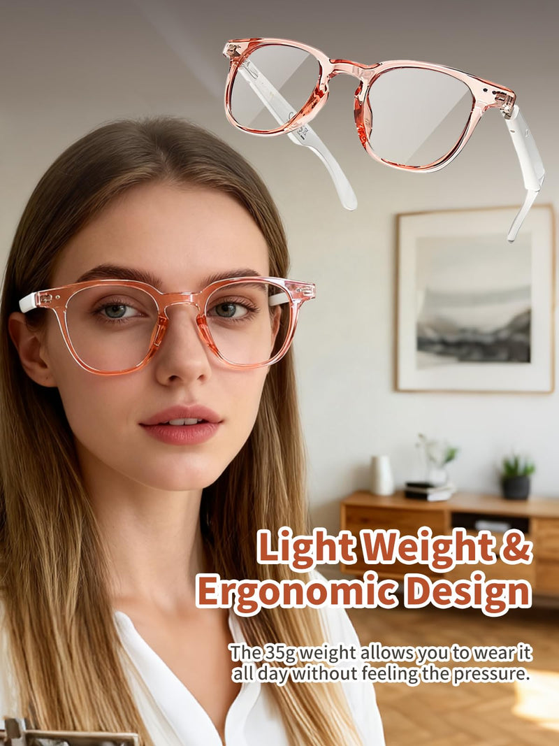 AI Translation Smart Glasses For Women, Color-Changing Lenses | Blue Light Blocking, Touch Control & Voice Assistant For Business, Travel & Meetings Gt52