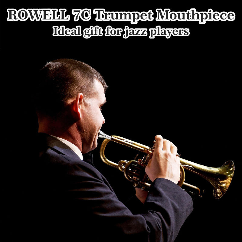 [AUSTRALIA] - ROWELL Trumpet Mouthpiece 7C Trumpet Mouthpiece Bass Trumpet Mouthpieces Silver Plated Trumpet Mouthpiece for Beginners and Professional Players Band Jazz Mouthpiece Trumpet Accessories 