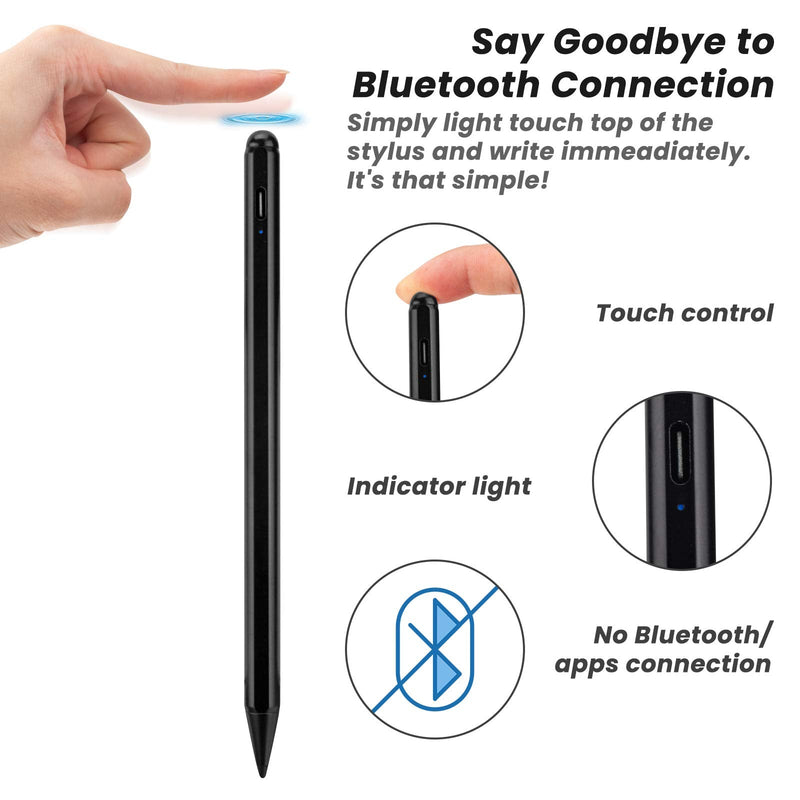2020 iPad Air 4th Generation 10.9 Inch Stylus Pencil 2nd Generation,,Palm Rejection and Magnetic with 1.2 mm Replaceable POM Tip Active Stylus Pen for Apple iPad Air 4th Gen Pencil,Black Black