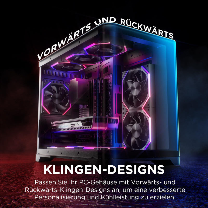 AsiaHorse RGB PC Fan 120 mm Case Fan [Pack of 3] [HDB] 61.5 CFM/2000 RPM/2.16 MMH2O ARGB Fan 5V3PIN ARGB and 12V4PIN PWM Fan, 50,000 Hours Life Nyota-A12-Black 120MM–Vorwärts black