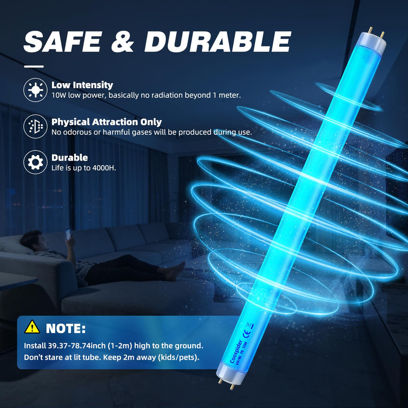 [AUSTRALIA] - COOSPIDER T8 F10 U/V BL 10W Replacement Light Bulb, CFL Fluorescent Straight Tube, Fluorescent Light for Home/Office, 13 Inch Light Tube for 20W Electric Zapper G13 Base, 10W 6PCS 10w-6-packs 