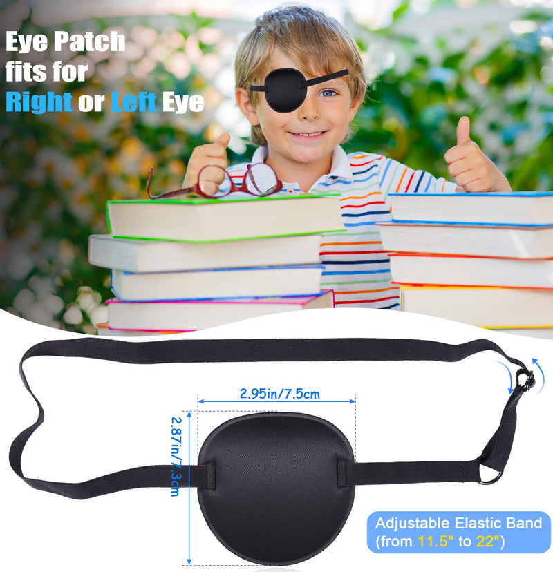 2PCS Eye Patches for Adults Kids, Medical Eye Patch Adjustable Eyepatch for Right/Left Eye, Amblyopia Lazy Patches Black+black