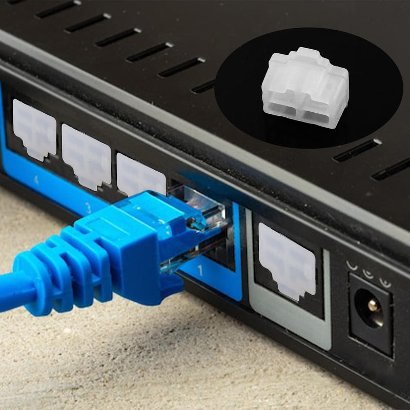Antrader 24 Pcs Silicone Ethernet Hub Port RJ-45 Anti Dust Cover Cap Protector Plug,White White