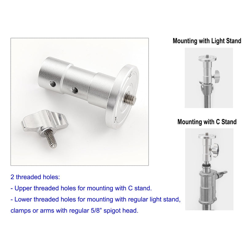 [AUSTRALIA] - PHOCUS Baby Ball Head Adapter (5/8" Stud to 3/8" Thread), C Stand Camera Mount Adapter for Tripod Head on Photography Light Stand with Baby Pin or Junior Receiver 