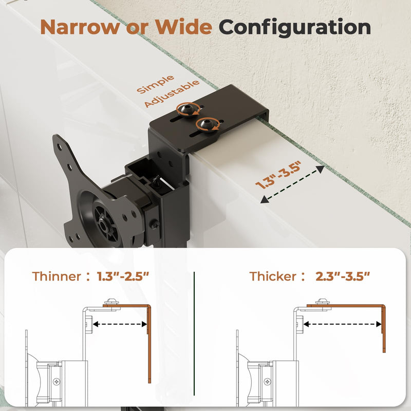 JOY worker Cubicle Monitor Mount, Angle & Height Adjustable Monitor Hanger | VESA 75*75/100*100mm, Fits 13-34 inch Monitors, Clamp Hook Top Holds Up to 17.6 lbs, for Office Use, Black