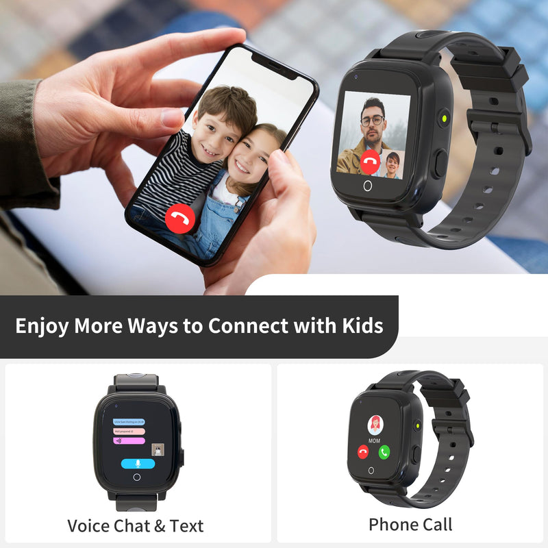 4G Kids Smart Watch Boys with GPS Tracker Phone/Video Call Alarm SOS Camera Pedometer Stopwatch Caculator Flashlight GPS Watch for Kids Age 5-12