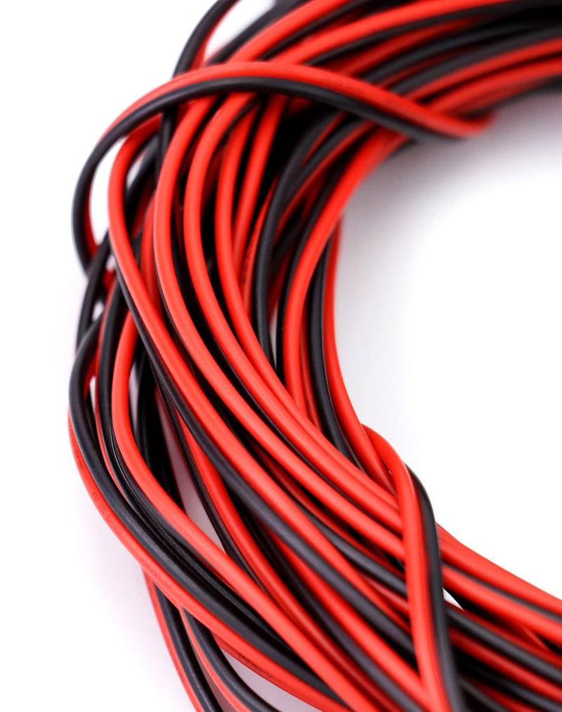 QWORK® 10 Meters 22AWG Electric Wire, 2 Core Black/Red Electric Wire, Extension Cable, for LED Strip and Electronic Wiring 10m