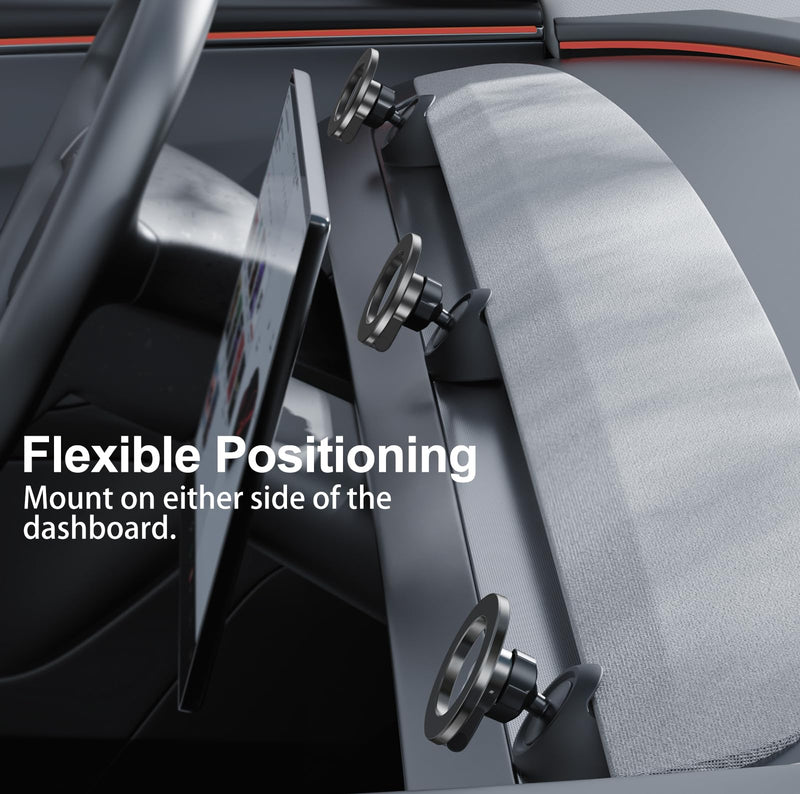 YONZEE Magnetic Phone Mount Compatible with 2025-2026 Model Y Juniper and 2024-2026 Tesla Model 3 Highland, Dashboard Ball Joint Base, Strong Magnetic Holder Ring, 360° Rotation Model Y(2025-2026)/Model 3(2024-2026)