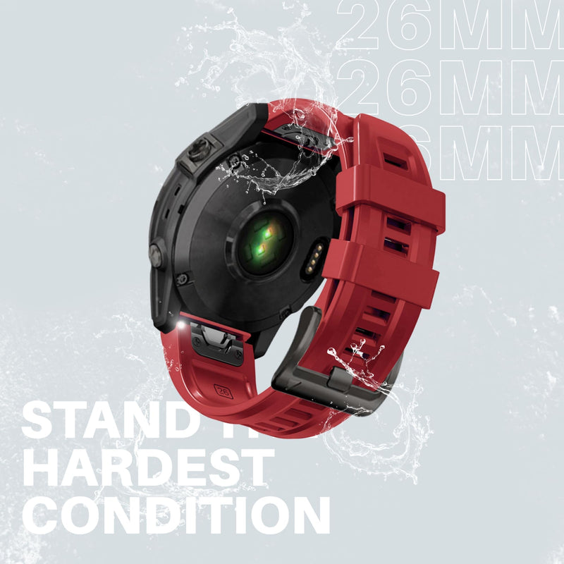 26mm watch band for garmin fenix 5x 6x 7x 3 hr quickfit 26 watch band for garmin women men silicone Pink and Red bundle