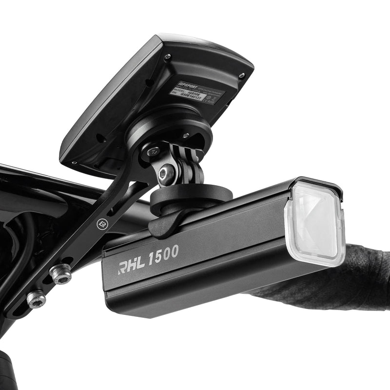 ROCKBROS Bike Computer Mount, Out Front Aluminum Bicycle Computer Mount for Road Bikes Aero Integrated Handlebar Compatible with Garmin, Wahoo, Bryton and GoPro Big Logo