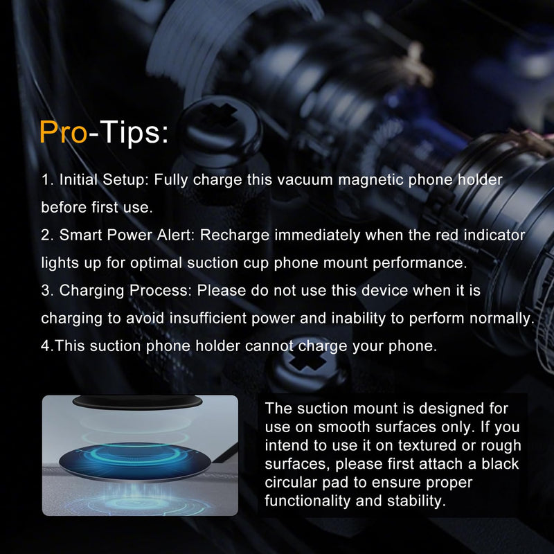 Electric Vacuum Magnetic Phone Holder for Car/Gym/Mirror/Marble Wall, Auto-Seal & Quick Release Suction Cup Phone Mount, 360° Adjustable for MagSafe Car Phone Mount for iPhone 17/16 Pro Max Silver