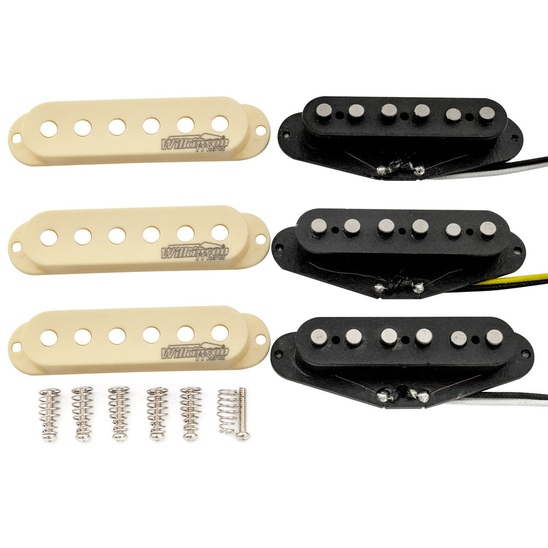 Wilkinson M Series High Output Alnico 5 Strat Single Coil Pickups Set for Stratocaster Electric Guitar, Cream