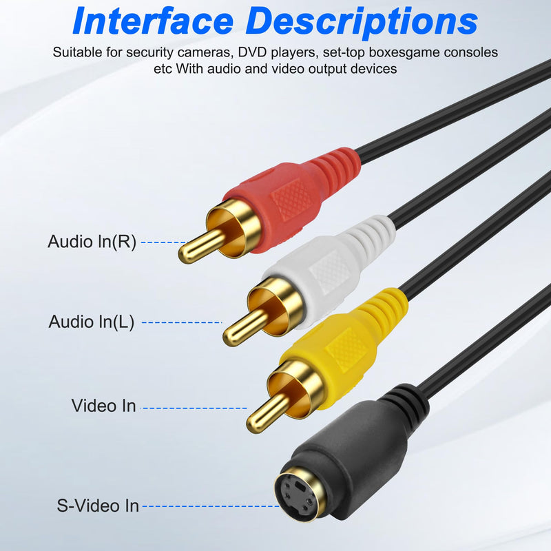 [AUSTRALIA] - XMSJSIY USB 2.0 Audio Video Capture Card S Video RCA to USB Digital Grabber Recorder CVBS VHS VCR to Digital Converter for DVD Player,Laptop,PC,Tape Recording -1.2M/3.9FT (S-Video+3 RCA Male to USB) S-video+3 RCA Male to USB 