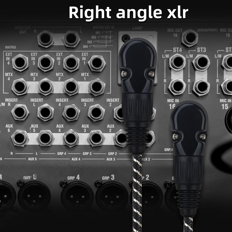 Right Angle XLR Cable,2-Pack Adjustable-Angle Male to Straight Female Microphone Cable,Short XLR Microphone Cable 90 Degree Adapter for Mic Mixer, Recording Studio, Podcast-1FT Angle Male-1FT Black