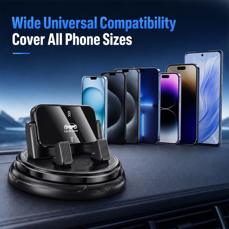 Car Phone Holder 360 Degree Rotation, 2026 New Dashboard Phone Mount with Adjustable Spring Clip for Smartphones