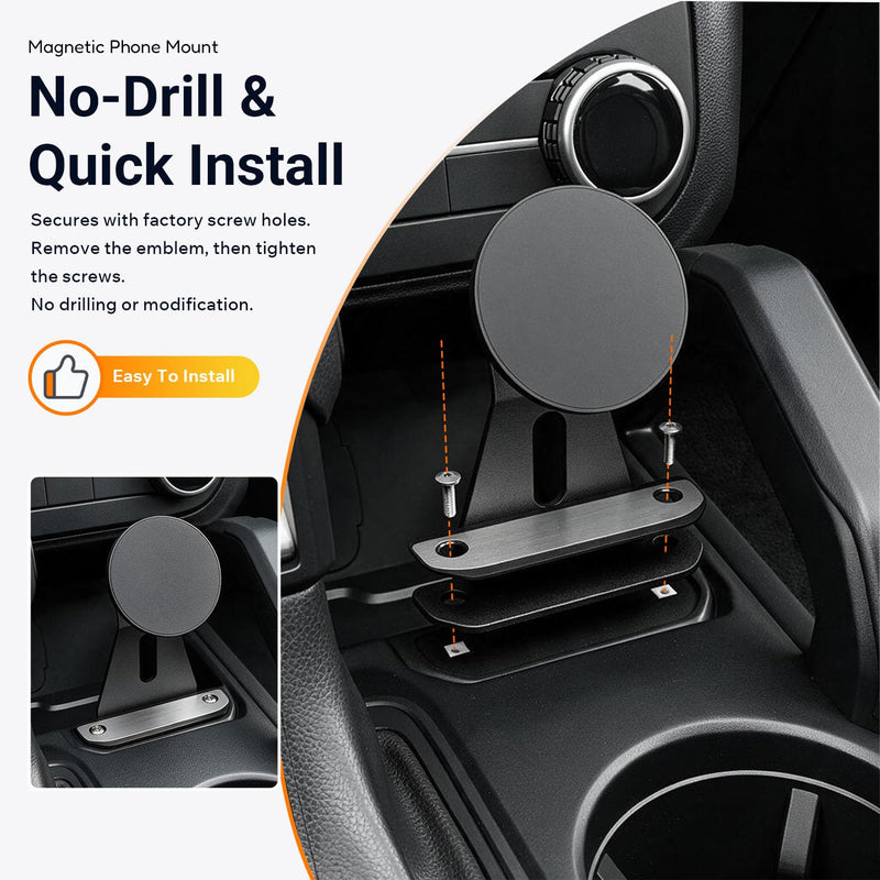 powoq 2/4 Door Magnetic Phone Mount Compatible with 2021-2026 Ford Bronco | Center Console Adjustable Phone Holder Replacement for 2021-2026 Ford Bronco Accessories