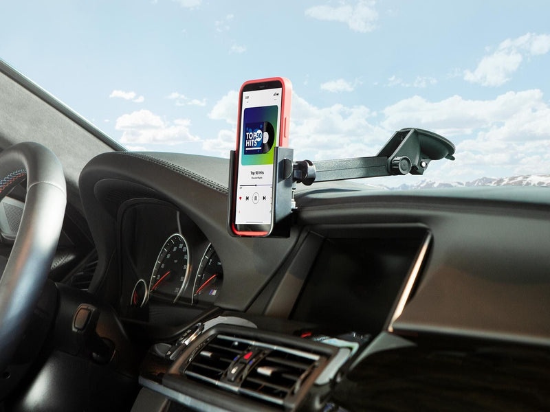 WeatherTech WindshieldFone with Extension - Universal Windshield-Mounted Car Phone Holder - Black Plastic Knobs Extension Arm (7.75 - 15.31 Inches)