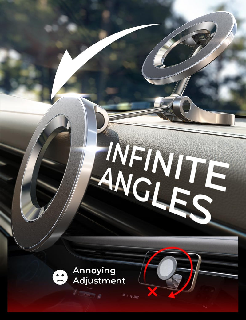 LISEN for MagSafe Car Mount, [24 Strong Magnet] Magnetic Phone Holder for Car, Hands Free iPhone Car Holder Mount Dash Phone Mount for Car Fit for iPhone 15 14 13 12 Pro Max Plus Mini MagSafe Cases Black