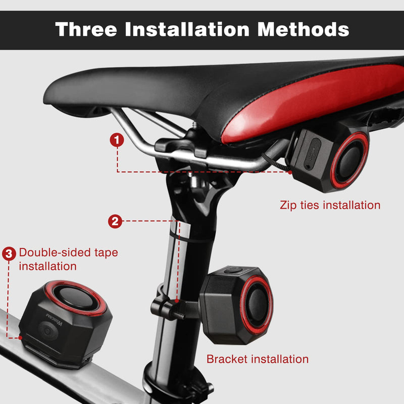 WSDCAM Bike Alarm & Smart Bike Tail Light Alarm Bike Brake Light Auto ON/Off Bike Antitheft Alarm with Remote, Waterproof Bicycle Alarm Rear Bike Light Bicycle Tail Light Rechargeable