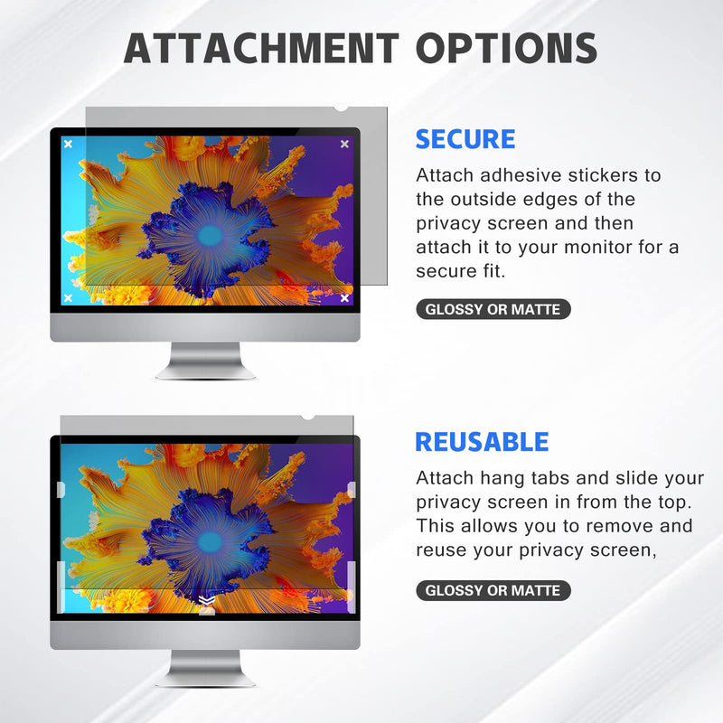 18.5" Computer Privacy Screen Filter 16:09 Widescreen Monitor - Premium Anti-glare Screen Cover - Scratch Resistant - UV and Blue Light Screen Protector