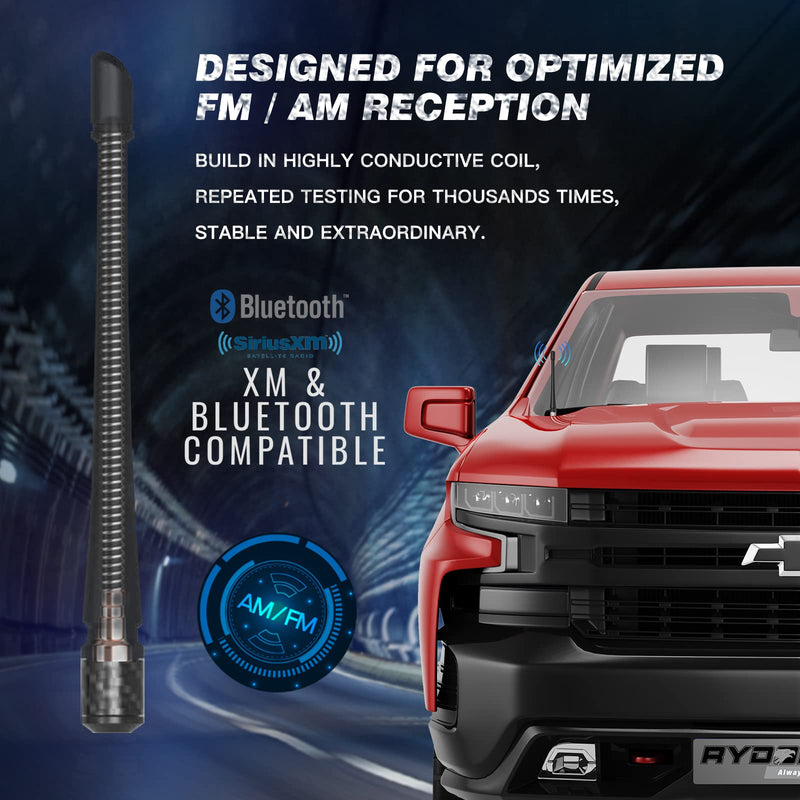 [AUSTRALIA] - RYDONAIR Short Antenna Compatible with Chevy Silverado & GMC Sierra Trucks All Model Years, Internal Copper Coil for Enhanced Reception, Car Wash Proof, 7 inches Rubber Antenna Replacement Chevy Silverado & GMC Sierra/Denali all years model 