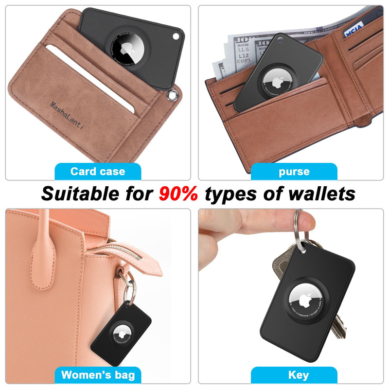 2-Pack Airtag Wallet Holder - Silicone Slim Airtag Card Holder for Apple Airtag - Ultra-Thin Air Tag Cardholder for Purses, Handbags, Backpack Wallets & Clutch Bags Black