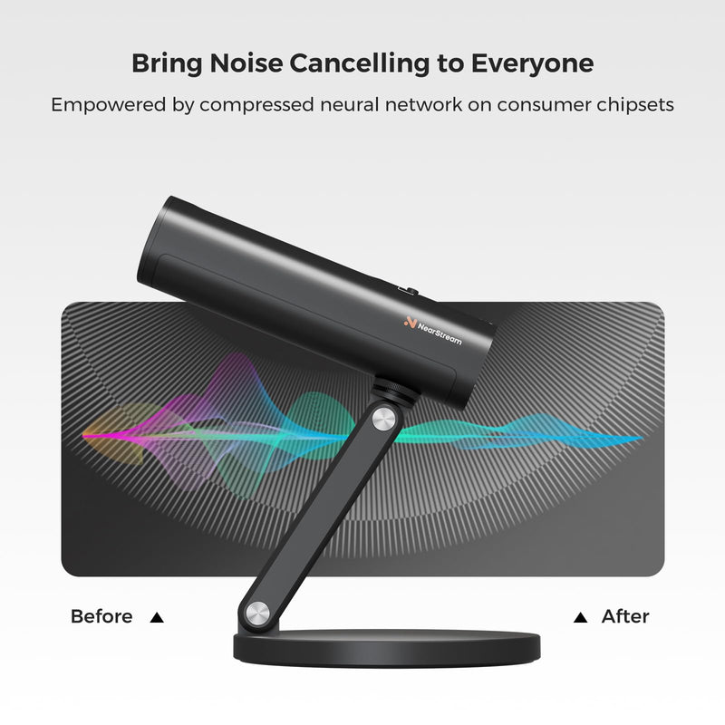 NearStream USB Condenser Microphone for PC, Camera, Podcast Microphone with Desk Stand for Record, Stream, 8 Mic Array/Noise Canceling/3 Polar Patterns/Monitoring/Volume Control, Studio Mic AM10U