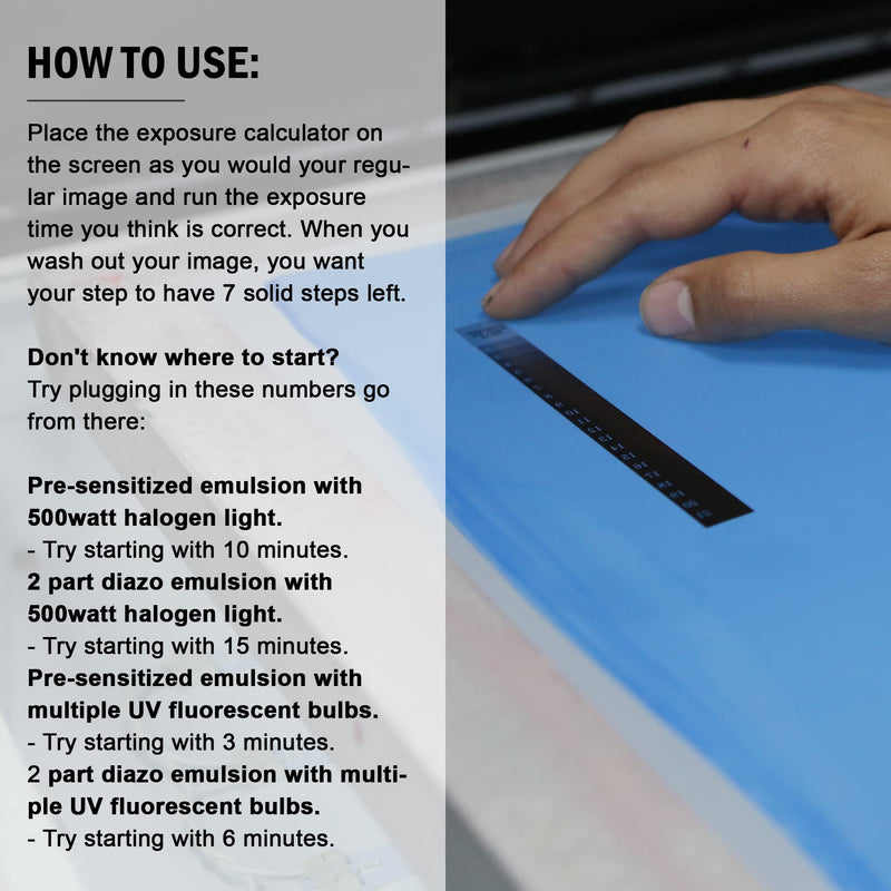 Screen Print Direct® 21 Step Wedge Calculator | Stouffer Dial-in Exposure Calculator for Emulsion & Screens, Supplies