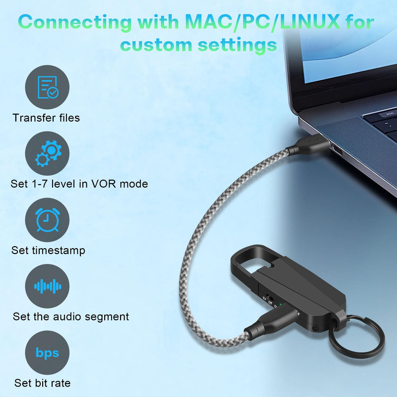 [AUSTRALIA] - 64GB Digital Voice Recorder with Playback - Keychain Voice Activated Recorders Audio Recording Device - 760 Hours Capacity for Lectures Meetings Music 64GB 