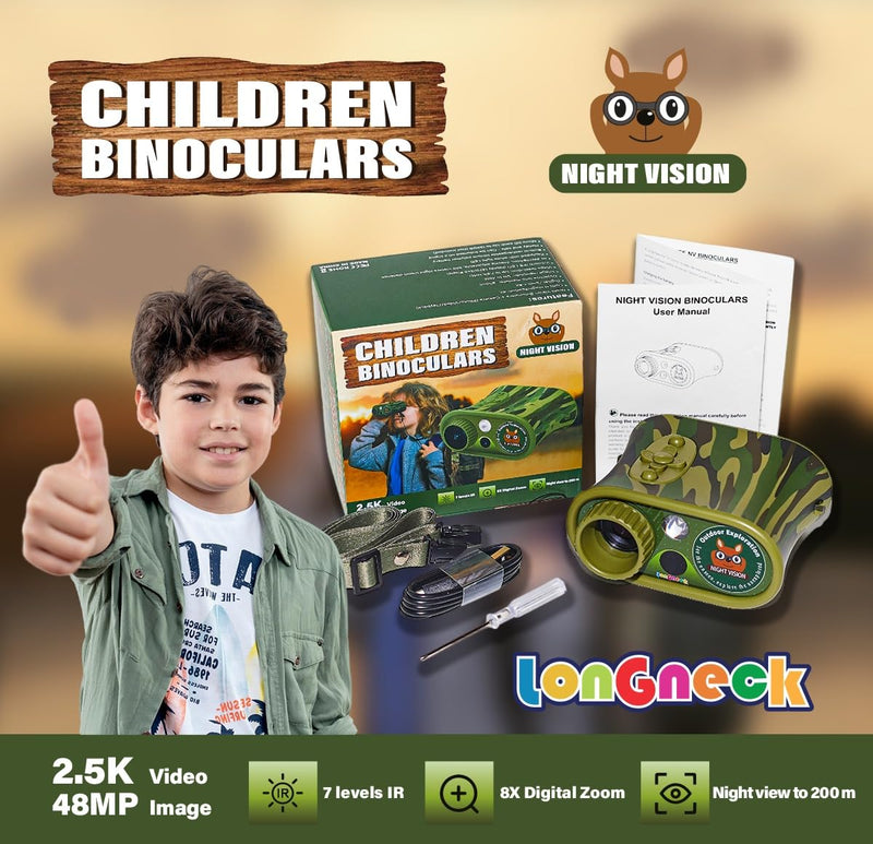 [AUSTRALIA] - Day and Night Vision Binoculars for Kids, Toddler IR Googles,Birthday Gifts for Toddler Boys 6-12 Years, Digital Night Vision Goggles for Kids, Binoculars 8-12 Years 