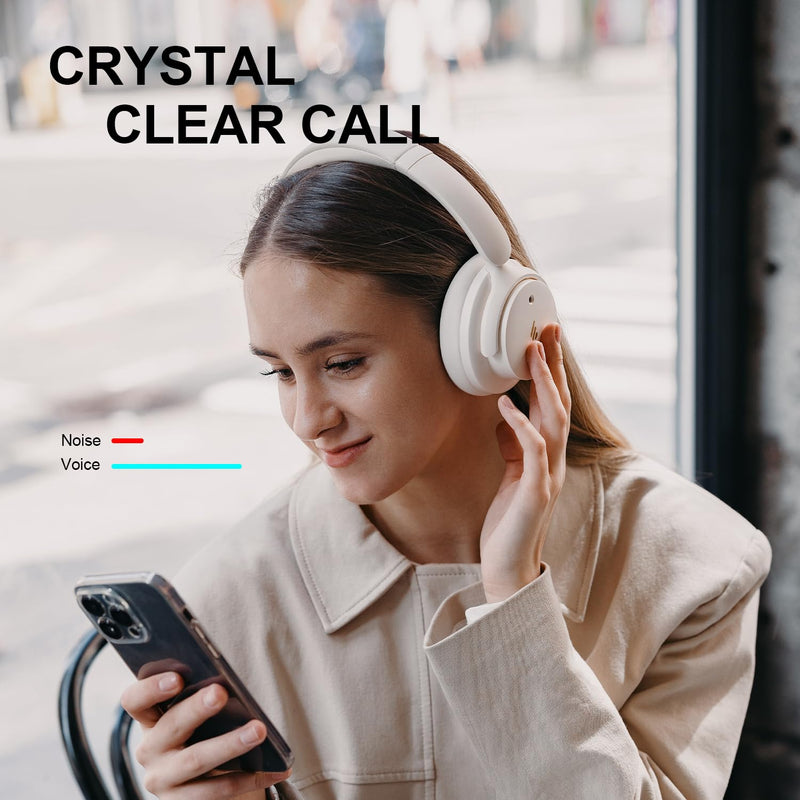 Edifier H9 Bluetooth Headphones with -44dB Hybrid Active Noise Cancelling | 266g Lightweight Comfort Over Ear Wireless Bluetooth Headphones with Foldable Design, Hi-Res Audio, AI Clear Call & Custom EQ White USB-C/Bluetooth 5.4