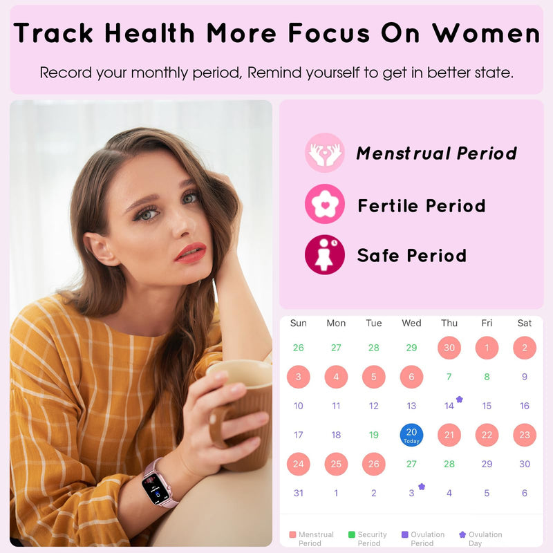 Smart Watch for Women 1.83" HD Bluetooth Call Step Fitness Tracker 3 Bands | Compatible Android & iPhone Phones Smartwatch with Heart Rate/SpO2/Sleep Monitor, Waterproof 120+ Sports Modes, Purple