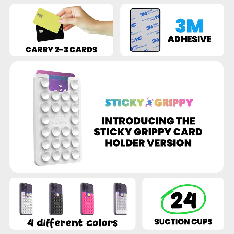 Suction Phone Card Holder Mount, Phone Wallet, Silicon Adhesive Phone Accessory for iPhone and Android, Hands-Free Mirror Shower Phone Holder, TikTok Videos and Selfies (White) White